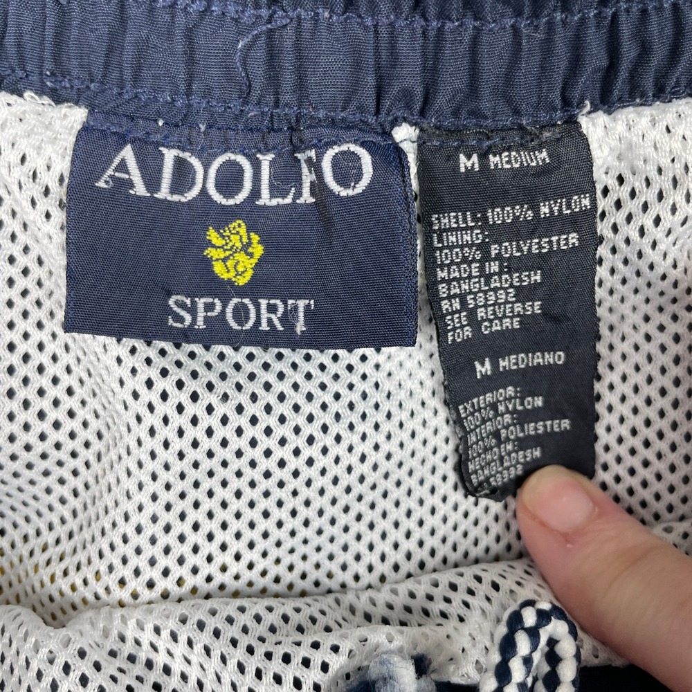 Adolfo Sport Swim Trunks Mens Medium Blue Yellow Green Colorblock Mesh Lined 5" - Picture 4 of 8